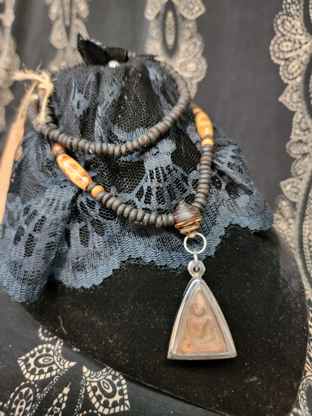 Hand Pressed Clay Pendant from Thailand (Necklace)